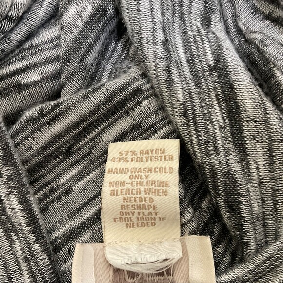 ANN TAYLOR LOFT Cardigan Sweater XL long line Black/ White Space Dyed Open Front - Picture 9 of 9